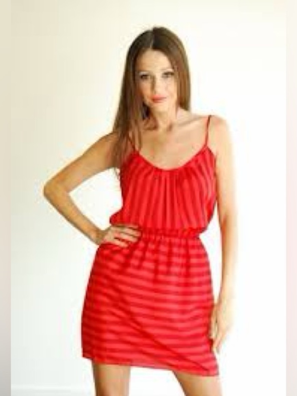 Red Striped Spaghetti Strap Dress
